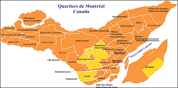 Carte quartiers de Montréal Canada