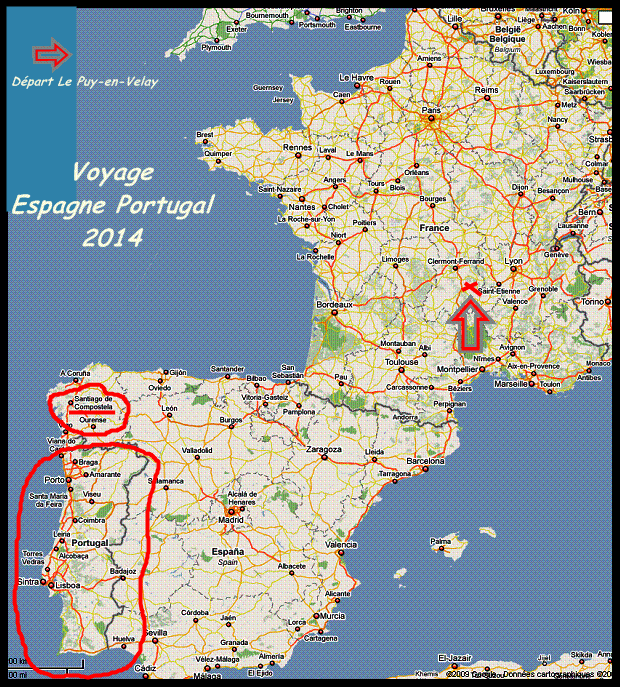 Carte géographique du voyage Espagne Portugal de Céline Photos Voyages